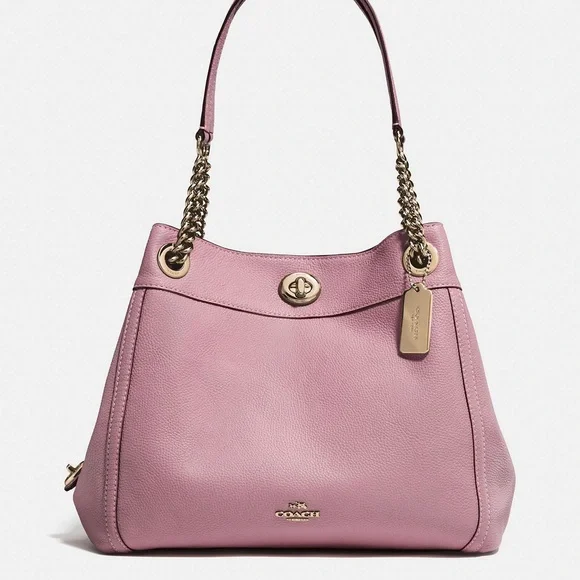Coach 36855 Turnlock Edie in Pink  Leather Shoulder Bag/gun Metal/ - Picture 9 of 17